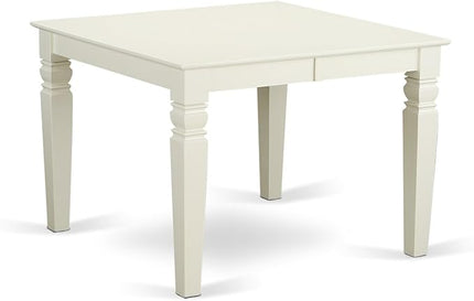 East West Furniture WEBO5-LWH-W 5 Piece Dinette Set for 4 Includes a Rectangle Room Table with Butterfly Leaf and 4 Dining Chairs, 42x60 Inch, Linen White - LeafyLoom