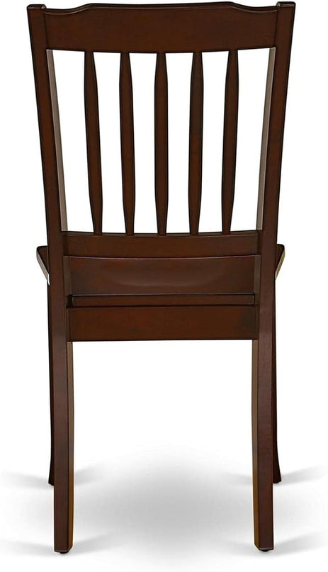 East West Furniture DAC-MAH-W Danbury Dining Room Chairs - Slat Back Solid Wood Seat Chairs, Set of 2, Mahogany - LeafyLoom