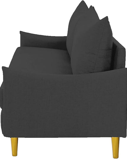 Modern Polyester Upholstered Sofa Loveseat Couch for Home Apartment Office Small Space Living Room, 66.9", Dark Gray-605 - LeafyLoom