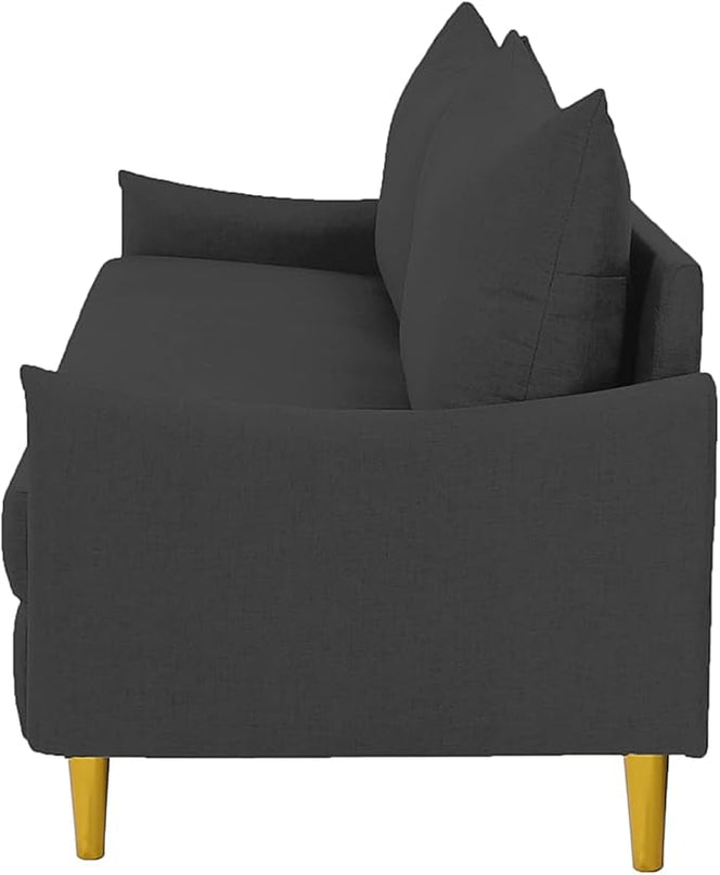 Modern Polyester Upholstered Sofa Loveseat Couch for Home Apartment Office Small Space Living Room, 66.9", Dark Gray-605 - LeafyLoom