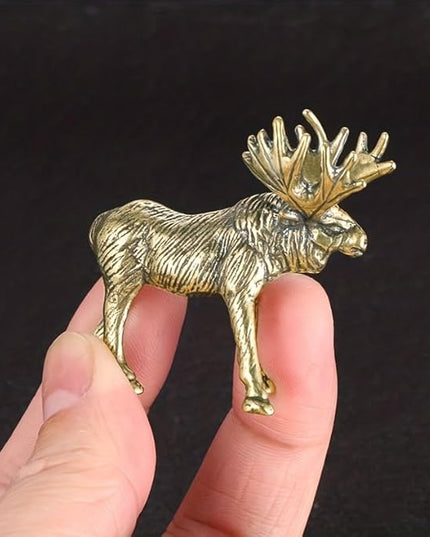 Vintage Solid Brass Elk Figurine - Festive Desk Decor for Collectors - Perfect Holiday Accent(Elk) - LeafyLoom