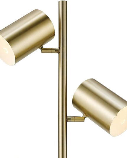 Globe Electric 67604 3-Light Floor Lamp, Matte Soft Gold, Large Weighted Base, Individual Rotary On/Off Switches on Shades, Floor Lamp for Living Room, Floor Lamp for Bedroom, Home Office Accessories - LeafyLoom