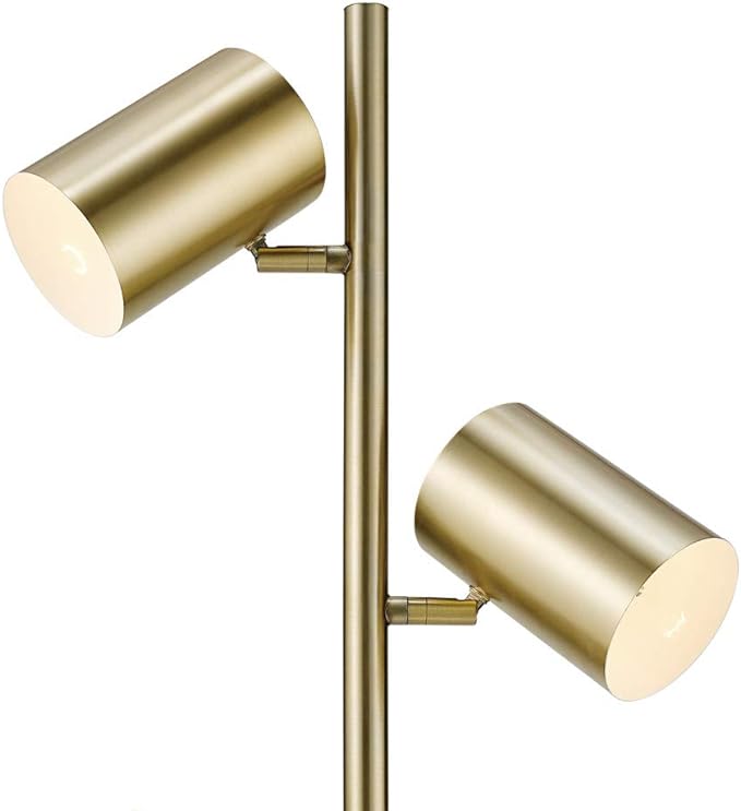 Globe Electric 67604 3-Light Floor Lamp, Matte Soft Gold, Large Weighted Base, Individual Rotary On/Off Switches on Shades, Floor Lamp for Living Room, Floor Lamp for Bedroom, Home Office Accessories - LeafyLoom