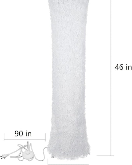 Floor Lamp for Living Room Bedrooms, Contemporary Floor Lamps with White Cloth Fabric Shade, Faux Feather Tassels Finish - LeafyLoom
