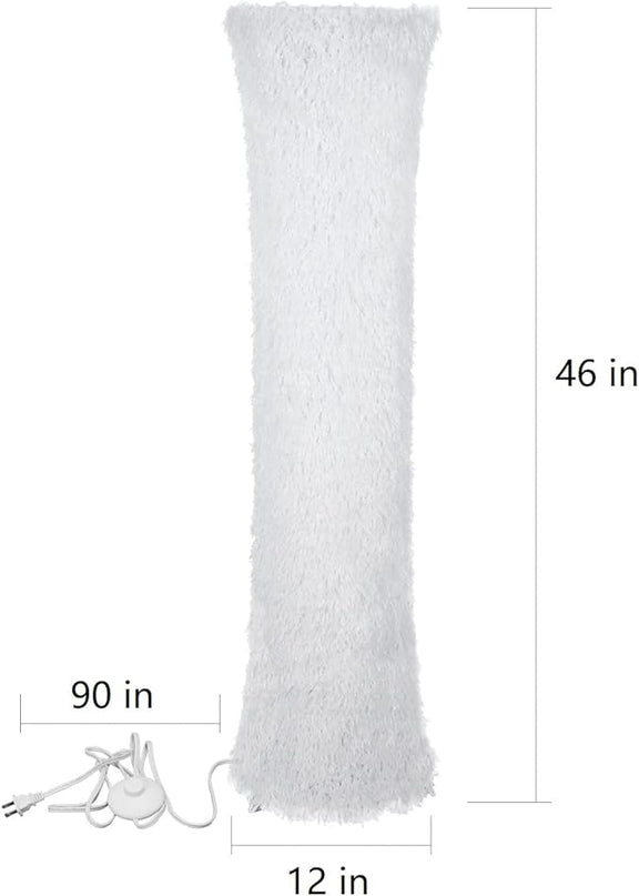 Floor Lamp for Living Room Bedrooms, Contemporary Floor Lamps with White Cloth Fabric Shade, Faux Feather Tassels Finish - LeafyLoom