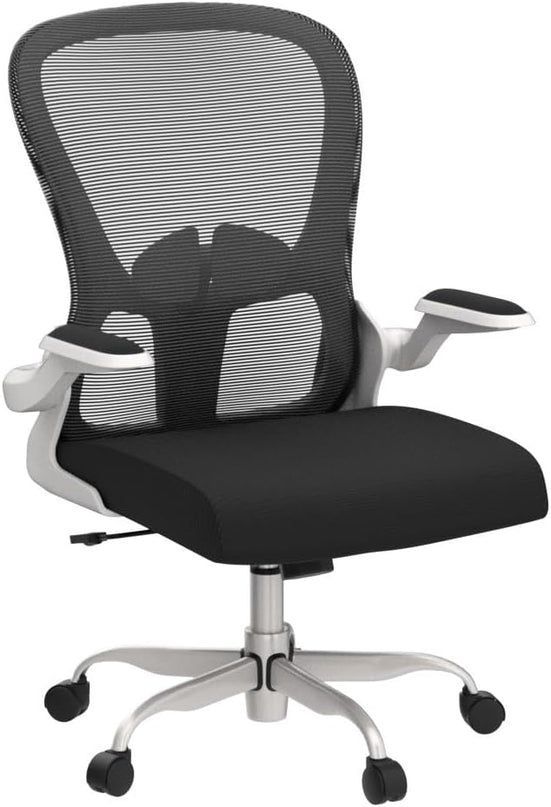 Ergonomic Office Chair, Comfort Swivel Home Office Task Chair, Breathable Mesh Desk Chair, Lumbar Support Computer Chair with Flip-up Arms and Adjustable Height - LeafyLoom
