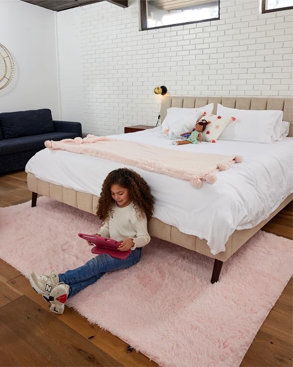 Ophanie Machine Washable 5x8 Rugs for Living Room,Pink Fluffy Carpet Large Fuzzy Plush Shag Comfy Soft, Non-Slip Indoor Floor Carpet,for Kids Boys Girls, Room,Bedroom,Playroom, Home Decor Aesthetic - LeafyLoom