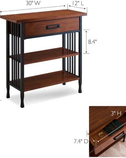 Leick Home SINCE 1912 Ironcraft Foyer Bookcase with Drawer Storage - LeafyLoom