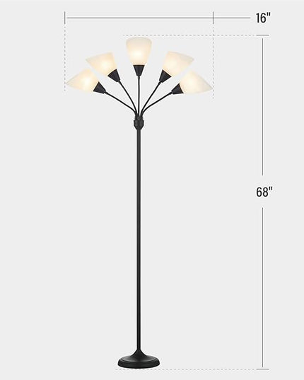 Medusa Floor Lamps Standing Lamps 5 Heads Adjustable Reading Light Large Shade Use E26 A19 Bulb Floor Lamps for Living Room Bedroom by ONEXT - LeafyLoom