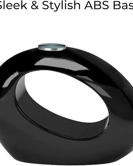 Fab Glass and Mirror Coffee High Gloss Base Modern Black Center Table with Oval Glass Top for Living Room, Offices, 25.5 X 43.5 - LeafyLoom