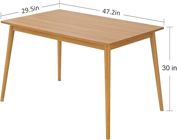 Panana Modern Dining Table 47 Inch Kitchen Table with Solid Wood Leg Oak Finish Dinner Table Dining Room Home Furniture Natural - LeafyLoom