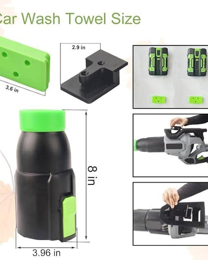 Car Drying Nozzle for EGO Power+ 530 575 580 615 650 765 Leaf Blowers, Includes 1 Leaf Blower Wall Mount Holder and 2 Mounts Battery Holders W/Hardware - LeafyLoom