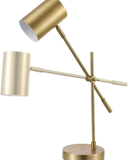Globe Electric 52098 Pratt 20" Desk/Table Lamp, Matte Brass Finish, Adjustable Height, Balance Arm, in-Line Rocker On/Off Switch - LeafyLoom