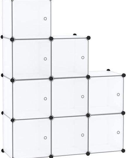 C&AHOME Cube Storage Organizer with Doors, 9-Cube Shelves, Closet Cabinet, DIY Plastic Modular Bookshelf Ideal for Bedroom, Living Room, 36.6”L x 12.4”W x 36.6”H White USBTM3009B-DOOR - LeafyLoom