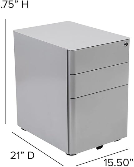 Flash Furniture Warner Modern 3-Drawer Mobile Locking Filing Cabinet with Anti-Tilt Mechanism and Hanging Drawer for Legal & Letter Files, Gray, Set of 1 - LeafyLoom