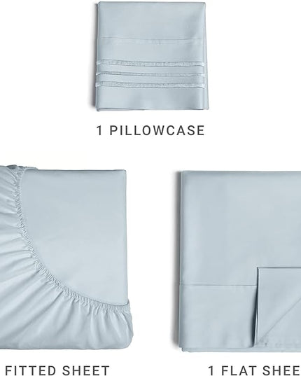 Twin XL Size 3 Piece Sheet Set - Comfy Breathable & Cooling Sheets - Hotel Luxury Bed Sheets for Women & Men - Deep Pockets, Easy-Fit, Soft & Wrinkle Free Sheets - Sky Blue Oeko-Tex Bed Sheet Set - LeafyLoom