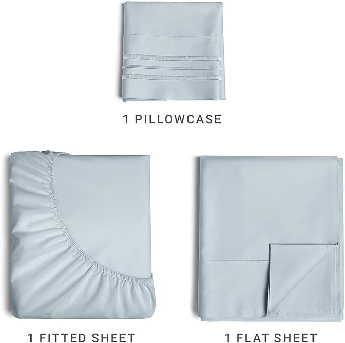 Twin XL Size 3 Piece Sheet Set - Comfy Breathable & Cooling Sheets - Hotel Luxury Bed Sheets for Women & Men - Deep Pockets, Easy-Fit, Soft & Wrinkle Free Sheets - Sky Blue Oeko-Tex Bed Sheet Set - LeafyLoom