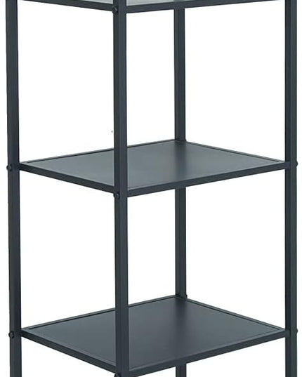 Display Shelf, 5-Tier Shelf Stand, Black Metal Thin Narrow Tall Large Corner Shelf Bookshelf Freestanding for Bedroom Shop Commercial Retail Storage(19.7x15.7x63)… - LeafyLoom