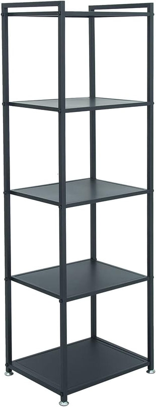 Display Shelf, 5-Tier Shelf Stand, Black Metal Thin Narrow Tall Large Corner Shelf Bookshelf Freestanding for Bedroom Shop Commercial Retail Storage(19.7x15.7x63)… - LeafyLoom