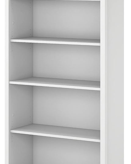 Bush Furniture BSH24463038 Salinas 5-Shelf 63-Inch H Bookcase, Pure White - LeafyLoom