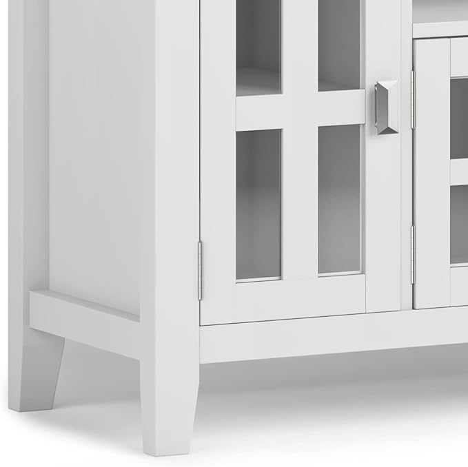 SIMPLIHOME Artisan SOLID WOOD 72 Inch Wide Contemporary TV Media Stand in White for TVs up to 80 Inches, For the Living Room and Entertainment Center - LeafyLoom