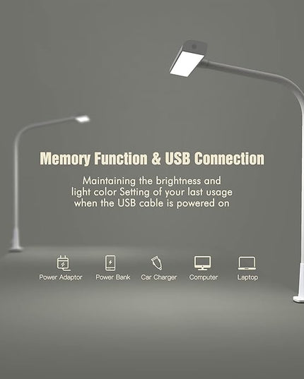 LED Desk Lamp with Clamp, 10W Desk Lamps for Home Office, Eye-caring Computer Monitor Light, 3 Color Modes, Dimmable & Touch Control, Architect Desk Light for Drawing,Workbench-1000LM,White - LeafyLoom
