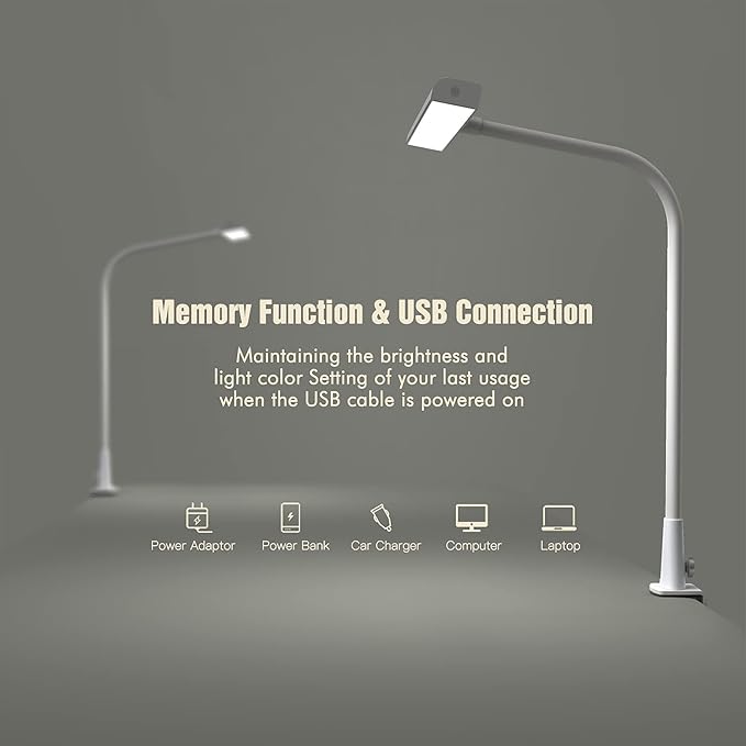 LED Desk Lamp with Clamp, 10W Desk Lamps for Home Office, Eye-caring Computer Monitor Light, 3 Color Modes, Dimmable & Touch Control, Architect Desk Light for Drawing,Workbench-1000LM,White - LeafyLoom