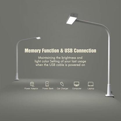 LED Desk Lamp with Clamp, 10W Desk Lamps for Home Office, Eye-caring Computer Monitor Light, 3 Color Modes, Dimmable & Touch Control, Architect Desk Light for Drawing,Workbench-1000LM,White - LeafyLoom