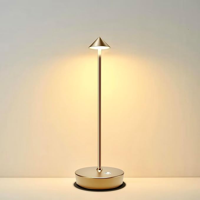 Rechargeable Cordless Table Lamp, 6000mAh LED Battery Operated Desk Lamp Touch 3 Color Stepless Dimming Portable Outdoor Waterproof Table Light for Patio/Restaurant/Dining/Home(Bronze) - LeafyLoom