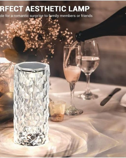 BGFHome Crystal Table Lamp RGB Color Changing Night Light ，Romantic LED Rose Diamond Touch Lamps for Living Room (Remote & Touch - LeafyLoom