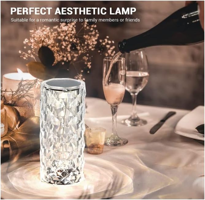 BGFHome Crystal Table Lamp RGB Color Changing Night Light ，Romantic LED Rose Diamond Touch Lamps for Living Room (Remote & Touch - LeafyLoom