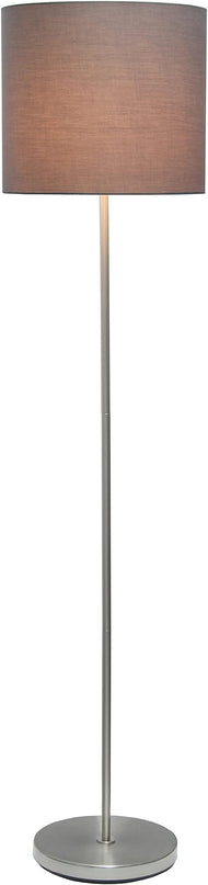 Simple Designs LF2004-GRY Brushed Nickel Stick Drum Shade Floor Lamp, Gray - LeafyLoom