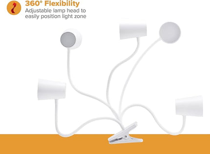 Bostitch Office Adjustable LED Clamp Light, Compact Design, Flexible Neck, Flicker Free, Suction Cups for Stable Installation, White (LED2103) - LeafyLoom