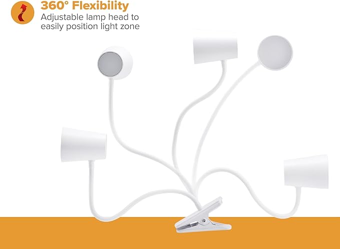 Bostitch Office Adjustable LED Clamp Light, Compact Design, Flexible Neck, Flicker Free, Suction Cups for Stable Installation, White (LED2103) - LeafyLoom