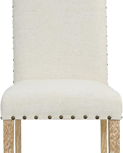 HomePop Classic Parsons Dining Chairs, Set of 2, Vanilla Cream Textured Woven (Set of 2) - LeafyLoom