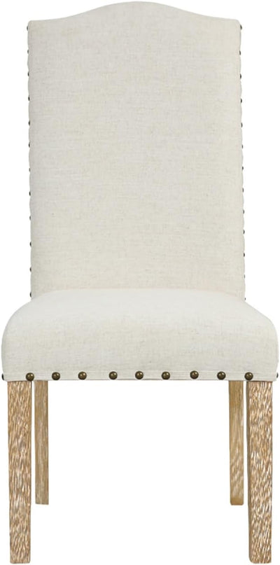 HomePop Classic Parsons Dining Chairs, Set of 2, Vanilla Cream Textured Woven (Set of 2) - LeafyLoom