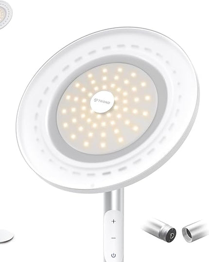 TROND Floor Lamp, 5000LM Super Bright Sky LED Modern Torchiere Standing Lamp, 3000K Warm White with 5-Level Dimmable, 71 in Tall Pole Light, 30-Minute Timer, Modular Rod, Wall Switch Compatible - LeafyLoom