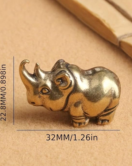 Vintage Solid Brass Rhino Figurine - Exquisite Desk Decor for Collectors - Perfect Home or Office Accent(Rhino) - LeafyLoom