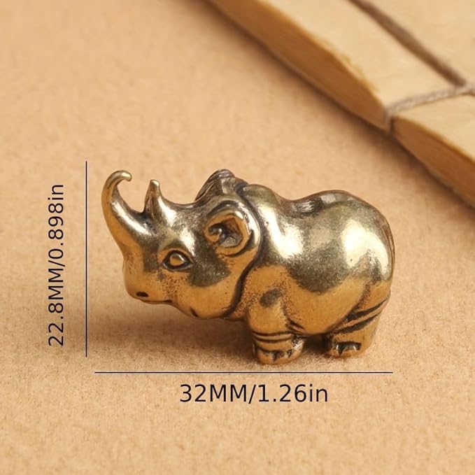 Vintage Solid Brass Rhino Figurine - Exquisite Desk Decor for Collectors - Perfect Home or Office Accent(Rhino) - LeafyLoom