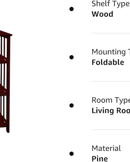 Casual Home 100% Solid Wood Bookcase Freestanding Corner Shelf Display Stand Storage for Home Office, Bedroom, Living Room, 38.75"H, Truffle Brown - LeafyLoom