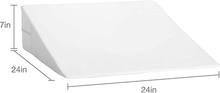 DMI Bed Wedge Pillow and Triangle Wedge with Elevated Incline for Neck Pain, Headaches, Shoulders, Back Pain, Foot Support, Knee Pain or Restless Leg Syndrome, 24x24x7 inches, White (Pack of 1) - LeafyLoom