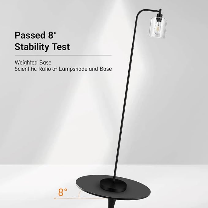 BoostArea Modern Floor Lamp with Seeded Glass Shade, 65 Inches Tall, Energy Efficient, LED Bulb Included, Easy Assembly and Use - LeafyLoom