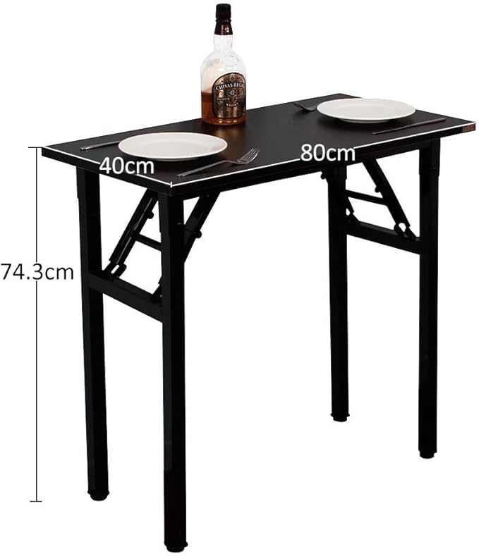 Need Folding Desk - 31 1/2" No Assembly Foldable Small Computer Table,Sturdy and Heavy Duty Writing Desk for Small Spaces, Black&Black Frame - LeafyLoom
