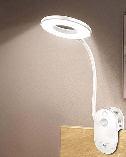 Clip on Lamp,Battery Powered Reading Lamp,Clip on Light for Bed Clip on Battery Light with 3 Brightness Level,USB Rechargeable, Reading Lamp - LeafyLoom
