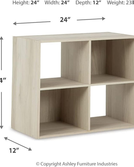 Signature Design by Ashley Socalle Modern 4 Cube Storage Organizer or Bookcase, Whitewash - LeafyLoom