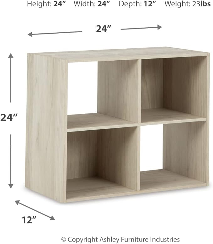 Signature Design by Ashley Socalle Modern 4 Cube Storage Organizer or Bookcase, Whitewash - LeafyLoom