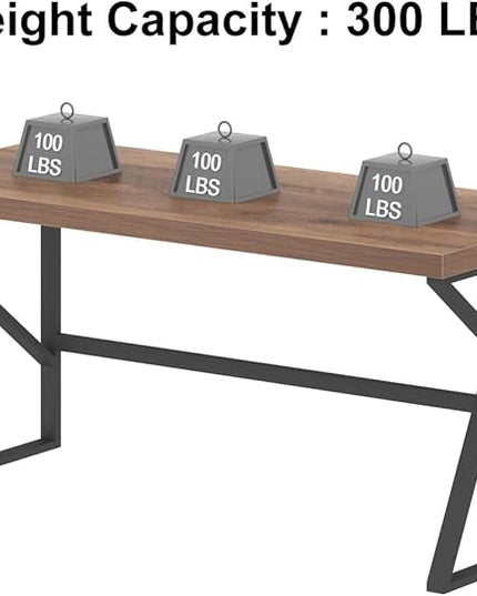 HSH Large Computer Desk, Industrial Modern Home Office Desk, Wooden and Metal PC Desk for Work Writing Study Gaming Bedroom, Farmhouse Vintage Computer Table Executive Workstation, Rustic Oak 60 Inch - LeafyLoom