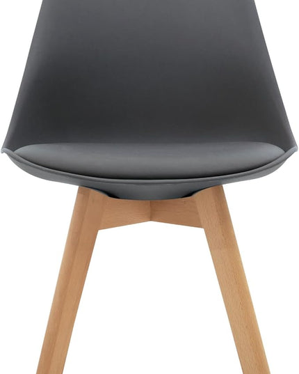 CangLong Mid Century Modern Side Wood Legs Dining-Chairs, Pack of 1, Grey, (KU-191367) - LeafyLoom