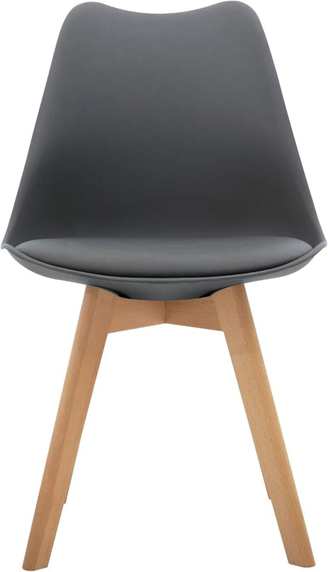 CangLong Mid Century Modern Side Wood Legs Dining-Chairs, Pack of 1, Grey, (KU-191367) - LeafyLoom
