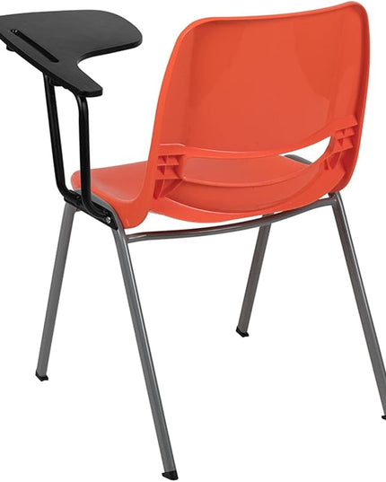 Flash Furniture Orange Ergonomic Shell Chair with Left Handed Flip-Up Tablet Arm - LeafyLoom